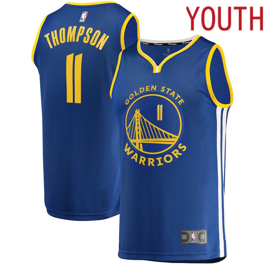 Youth Golden State Warriors #11 Klay Thompson Fanatics Branded Royal 2022-23 Fast Break Replica Player NBA Jersey